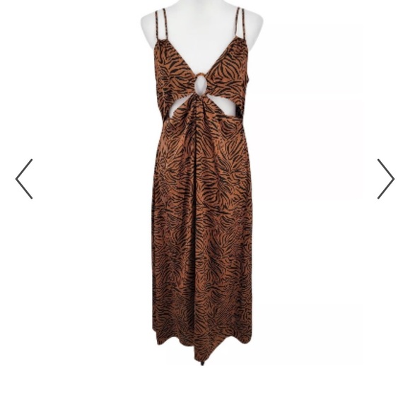 Zara Brown Zebra Print Maxi Dress XL NWT - Picture 2 of 13